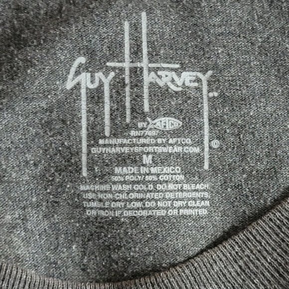 Guy Harvey T-Shirt Mens M Gray Swordfish Blue Marlin AFTCO Short Sleeve Crewneck - Picture 9 of 9